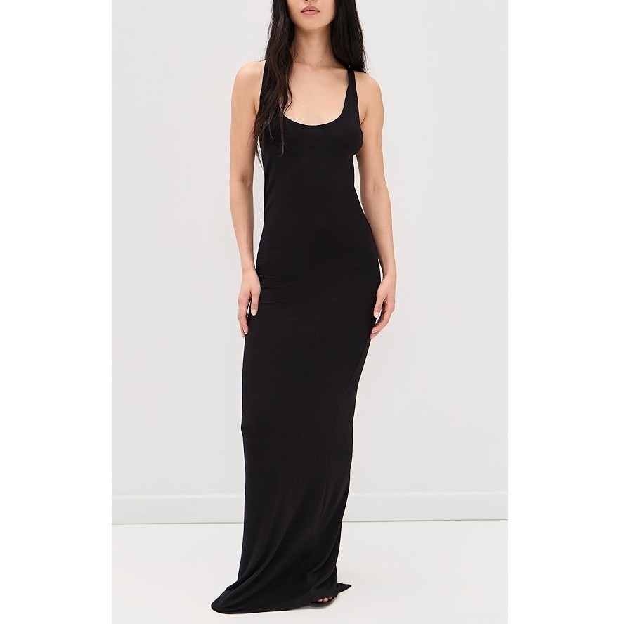 Sprwmn Maxi Dress Black Cotton Racerback Tank Scoop Neck Minimalist Designer M